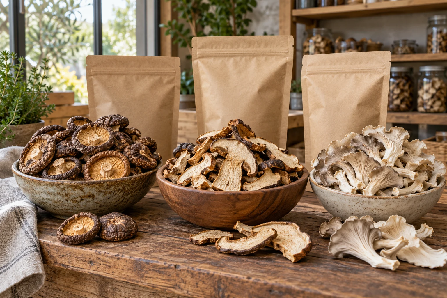 Dried cooking mushrooms collection